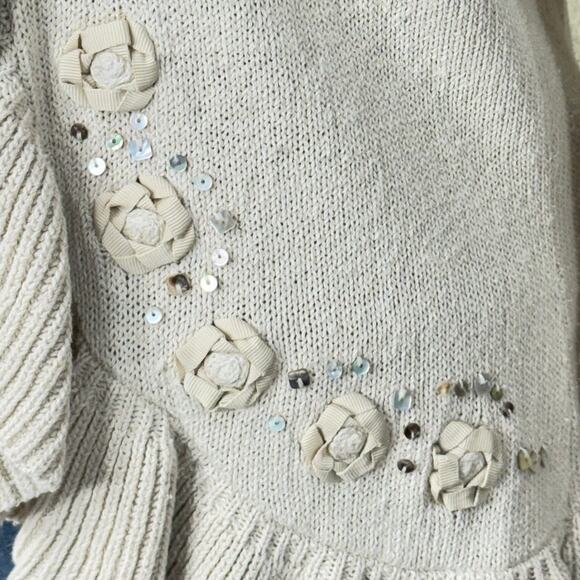 Y2k Embellished Ruffle Bell Sleeve Open Cardigan Sweater Fairy Cottage Forest  M - Picture 4 of 7
